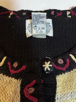 Stitches Patchwork Cardigan Embroidered Floral Boho Cottagecore Knit Sweater L thumbnail 6