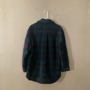 Bershka Women’s XS/S Plaid Oversized Shacket Jacket Teal Black Button Front thumbnail 7