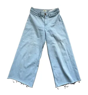 Maeve High-Rise Crop Wide-Leg Welt Pocket Jeans Size 29P Light Wash Raw Hem thumbnail 1