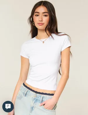 Hollister Seamless Fabric Crew Baby Tee white thumbnail 1
