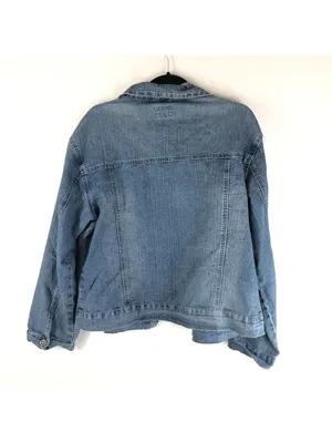 Misswan Womens Denim Jacket Embroidered Butterflies Floral Vintage Y2K US L thumbnail 3