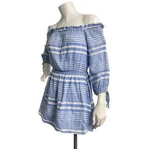 LOVERS + FRIENDS Womens XS Blue‎ White Striped Off Shoulder Nautical Mini Dress thumbnail 5