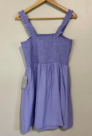Nsr Women’s Julia Woven Smocked Ruffle Tank Dress Lavender Size Medium NWT thumbnail 7