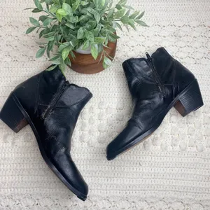 THE WILD PAIR VINTAGE Women's Western Cowgirl Leather Heeled Boots Black 9.5 W thumbnail 10