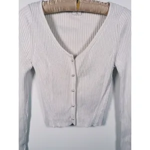 Abercrombie & Fitch Ribbed Cardigan Pearl Button S Ivory Preppy Old Money Y2K thumbnail 8