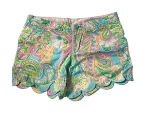 Lilly Pulitzer‎ Buttercup Scalloped Shorts Colorful Floral Print Cotton Blend thumbnail 1
