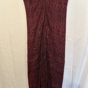 City Triangles Size 5 Burgundy Red Crochet Bodycon Maxi Dress Vintage‎ 90s thumbnail 6