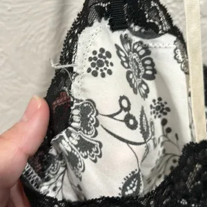 Victorias Secret Y2K Black and White Floral Slip Lingerie Dress Size Medium thumbnail 8