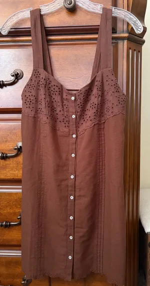 American Eagle brown mini button up dress tie back thumbnail 1
