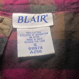 Blair Plaid Flannel Tunic Top Embroidered Pink Brown Green Womens S Fall‎ Blouse thumbnail 3
