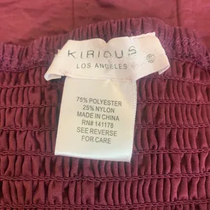 Kirious Los Angeles Women's S Burgundy Corset Crop Top‎ Puff Sleeve Smocked Back thumbnail 6