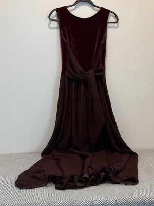 VINTAGE 80's/90's ELIZABETH WAYMAN PURPLE SILK VELVET DRESS Size 8 H thumbnail 1