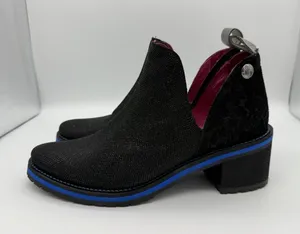 Chanii B Zippette Ankle Boots Womens 36 (5.5 US) Sparkle Floral Suede Whimsigoth thumbnail 1