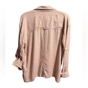 American Eagle Pink Terracotta Button Down Long Sleeve‎ Shirt Women’s Sz M Y2K thumbnail 2
