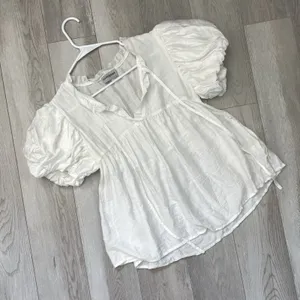 Cottagecore Drapey Top cotton blend puff sleeve womens White (small) coquette thumbnail 3