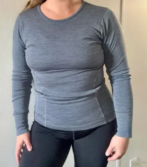 Woolx Women's Merino Wool Long Sleeve Shirt Gray Base Layer Size Small thumbnail 1