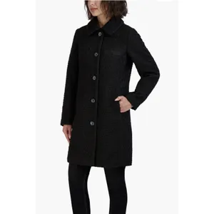 Laundry by Shelli Segal Chunky Knit Black Boucle Coat Size XS Collared thumbnail 3