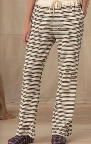 Sundance Cream Green&Pink Stripe Dina Waffle Knit Sleep Pants Sz.S thumbnail 1