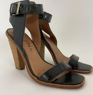 Anthropologie No 704b Almada Black Ankle Strap Patent Leather Size 39.5M Heels thumbnail 1