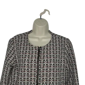 Marine Layer Jacket Womens M Black Geometric Tweed‎ Collarless Full Zip Tribal thumbnail 3