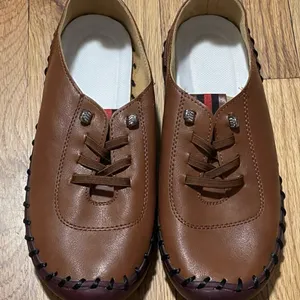 OY Brown Leather Comfort Shoes Size 41 Lace-Up Casual Flats New Without Tags thumbnail 2