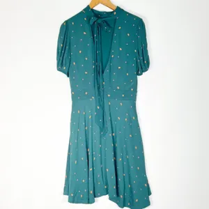Free People Abbie Tie Reversible Green Peach Polka Dot Sheath Dress Womens 8 thumbnail 3