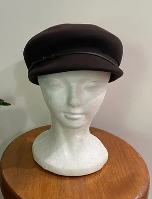 Chocolate Brown 100% Wool Baker Boy Newsboy Hat One Size thumbnail 1
