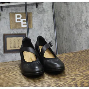 Clarks Womens Strap Block Heel Sandals Black Leather 9N thumbnail 3