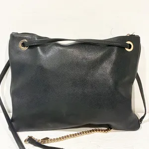 COACH‎ Convertible Crossbody in Black Pebble Leather Chain Link thumbnail 5
