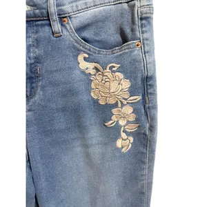 Nicole Miller Soho Bootcut Jeans Womens 8 Blue Excellent Floral Embroidered High thumbnail 15
