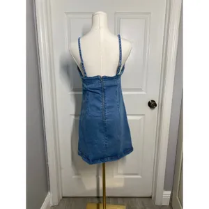Lone Star Blue Mini Denim Dress Sz M Boho Western Festival Cowgirl thumbnail 4