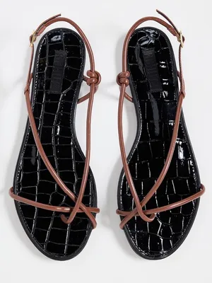 NWT SCHUTZ Malta Flat Sandals Size 7 Strappy Leather Croc Embossed Sauvage thumbnail 5