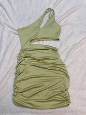 Sleeveless Cutout Ruched Mini Dress - Sage Green thumbnail 2