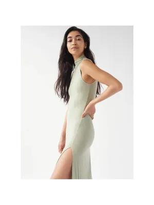 Aritzia Wilfred Leo Midi Ribbed Dress in Silent Storm Green Womens‎ Size M thumbnail 3