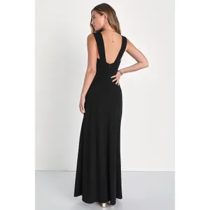 NWT Lulus Daring Elegance Black Sleeveless Mermaid Maxi Dress Holiday Party Sz M thumbnail 3