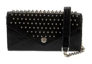 Rebecca Minkoff Black Leather Stud Wallet on Chain thumbnail 1