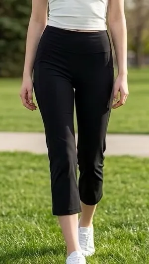 Jockey Cropped‎ Slit Flare Pant Women XS Black New High Rise Active Leggings thumbnail 1