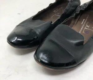 AGL black leather black cap toe patent leather ballet flats 36 6 thumbnail 6