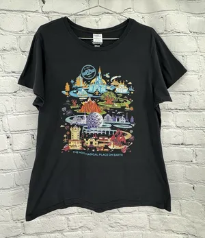 Disney World T-Shirt Ladies XL Black The Most Magical Place in the World thumbnail 1