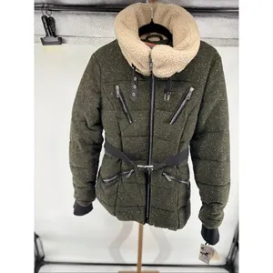 Sam Edelman Circus Women’s M Winter Jacket Faux Sherpa Collar Wool Tweed Green thumbnail 5