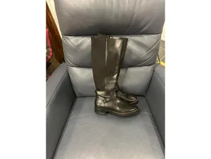 COACH black leather silver turnlock TALL FLAT riding boots thumbnail 3
