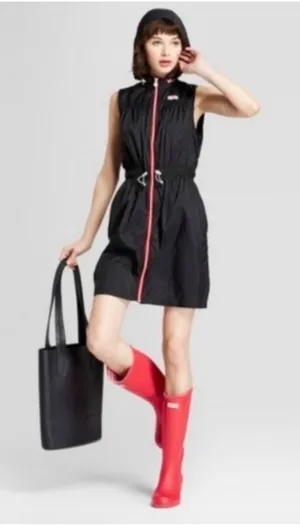 Hunter‎ for Target Womens Black Hooded Sleeveless Windbreaker Zip Front Dress M thumbnail 1