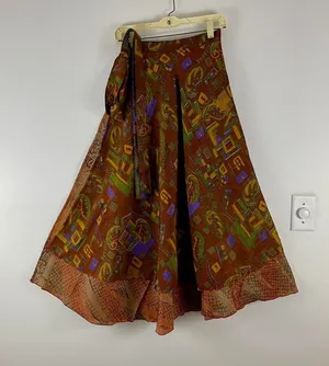 Reversible Maxi Wrap Skirt BINW216 Brown thumbnail 1