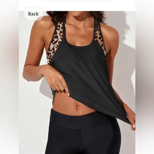 leopard print swim tank bra size Medium in black new thumbnail 6