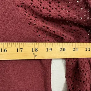 Madewell Texture & Thread Burgundy Knit Puff Sleeve Sweater Womens M Fall Eyelet thumbnail 9