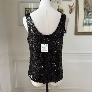 NWT Zara Knit Black Sequin Tank Top S thumbnail 4