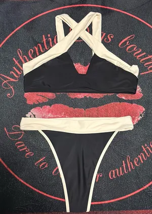Boutique Black and Cream bikini set thumbnail 1