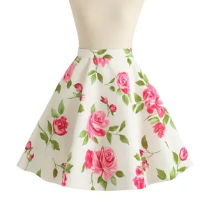Sherri Hill 50563 Pink Rose Floral Fit Flare Skirt White Designer Size 0 Bridal thumbnail 7