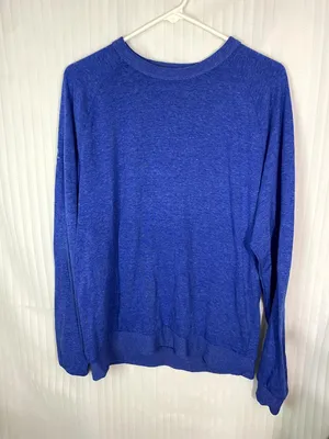 Blue Long Sleeve Shirt Lightweight Crewneck Casual Basic Soft Top thumbnail 5