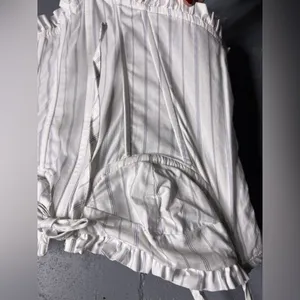 EDIKTED Pinstriped Ruffle Corset Top in size XS. thumbnail 4